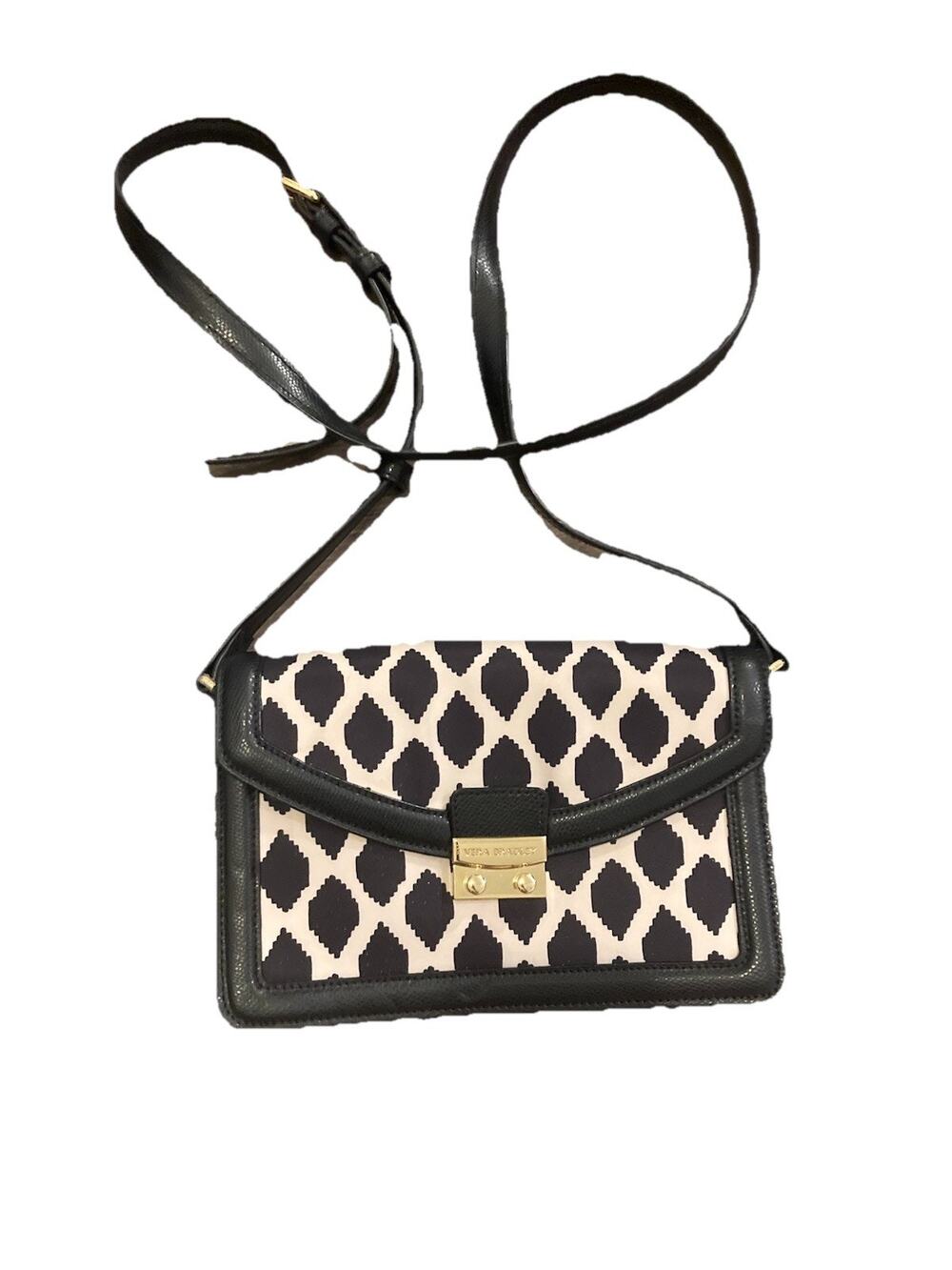 VERA BRADLEY Tess Crossbody Flap Purse Ikat Spots Black & Cream 15624-368481